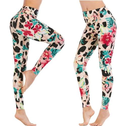 Women Floral Printed Swim Surf Leggings Sports Gym Yoga Capri Workout High Waist Running Pants Causual Fitness Tights Dry Fit