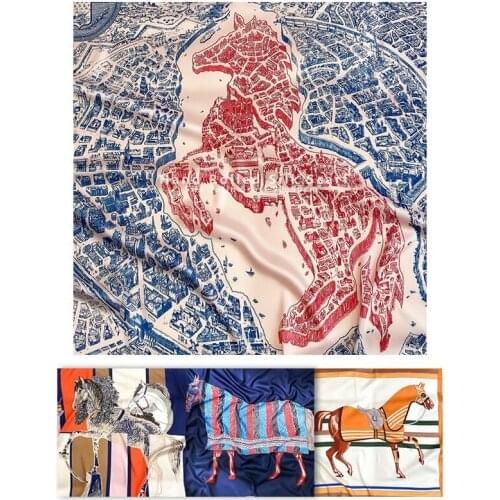 Manual Rolled Scarf top Satin Scarf 90x90 Satin Square Scarfs bandana 100% Silk Designer Scarf Shawls And Wraps