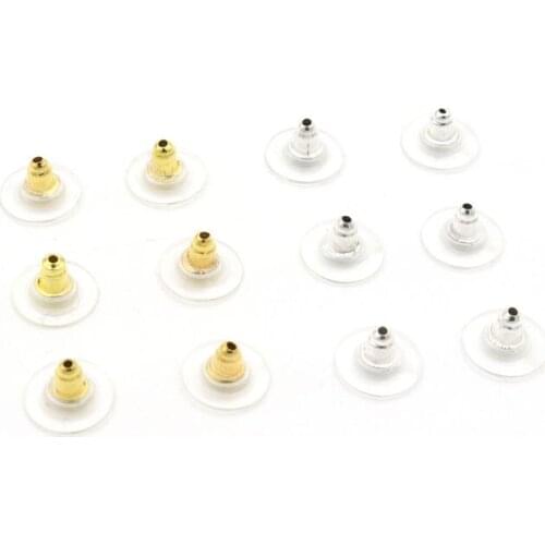 100pcs Mixed Gold Silver Color Silicone Stud Earring Back Stoppers For Jewelry Making Diy Components Handamde Findings Wholesale