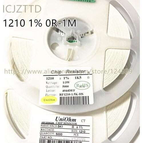 100PCS SMD 1210 1% F 3225 3.2*2.5 1/3W 56K 62K 68K 75K 82K 91K 100K 110K 120K 130K 150K 160K 180K 200K 220K 240K 270K 300K 330K