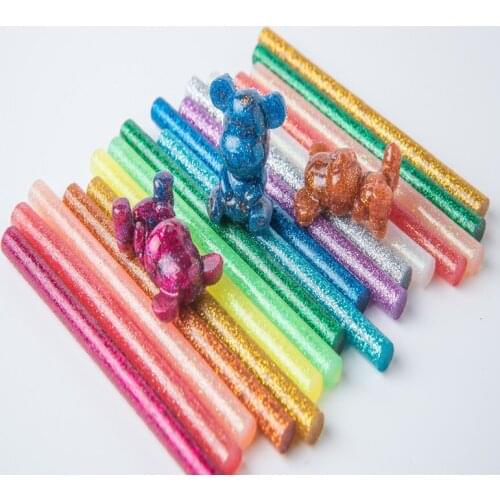 10pcs 11x100mm Hot Melt Glue Stick Mix Color Glitter Viscosity DIY Craft Toy Repair Tools Not Repeat