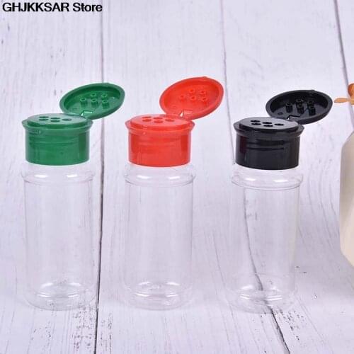 5Pcs 100ml Plastic Spice Salt Pepper Shakers Seasoning Jar BBQ Condiment Vinegar Bottle