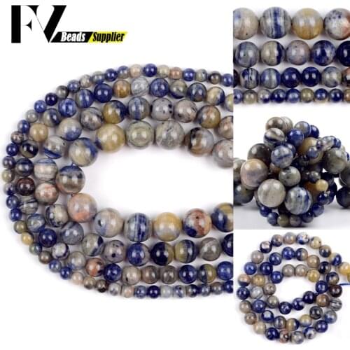 6-12mm Lmported Blue Sodalite Natural Stone Loose Spacer Beads For Jewelry Making Diy Bracelets Necklace Handmade Accessories