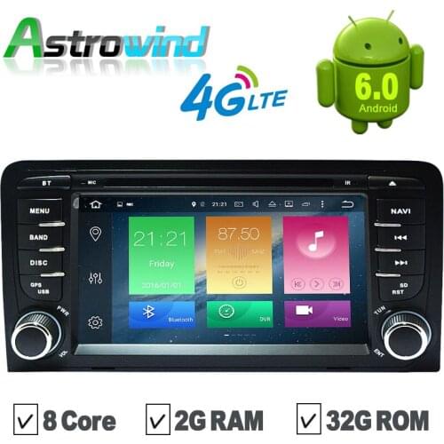 8 Core 2G RAM 32G ROM Android 6.0 Car GPS Navigation System DVD Player Auto Radio Audio Video Stereo Media For Audi A3 OBD2 RDS