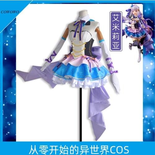 Anime! Re:Life in a different world from zero Emilia Idol Lolita Uniform Cosplay Costume Halloween Suit For Women NEW Free Ship