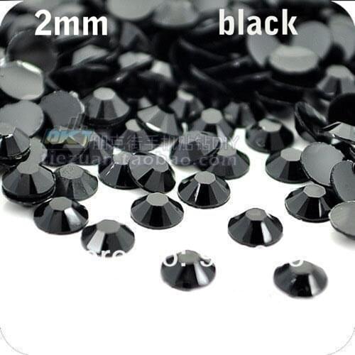 Free Shipping 10000pcs/bag Small Size 2mm Black Color Resin Flatback beads,Nail Art beads,DIY Decoration