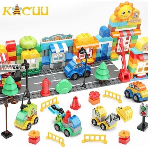 Big Particles Classic City Street View Building Blocks Colorful Bricks DIY Block Toys for Children Kids Gift