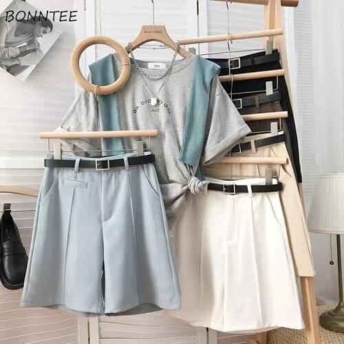 Casual Pants Women Knee Length Loose Straight 5 Colors Summer Soft Unisex High Street Minimalist All-match Chic Students Ulzzang