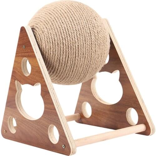 Wooden Cat Catching Ball Toy Compact Durable Grind Paws Cat Scratcher