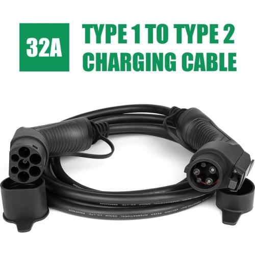 Electric Vehicle Car Charging Cable EV Charger type 1 to 2 Plug 32A 1 Phase EVSE Cord for ev car charger Station SAE J1772 5M