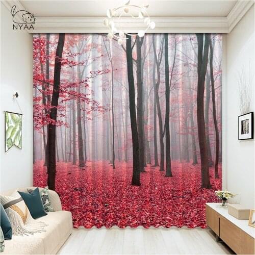 Purple Leaves Trees Landscape Curtain Modern Curtains Living Room Home Deco Interieur Luxury Hooks For Curtains Micro Shading