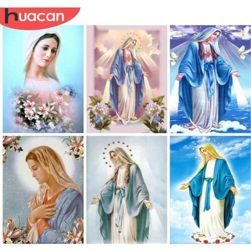 HUACAN Full Square/Round Paint With Diamonds Religious 5D DIY Diamond Painting Mosaic Portrait Handicraft Home Art Decor