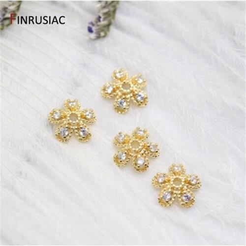 Inlaid Zircon Rhinestone 8.4mm Flower Bead Caps For Jewelry Making, DIY Beads Jewelry Accessories Findings
