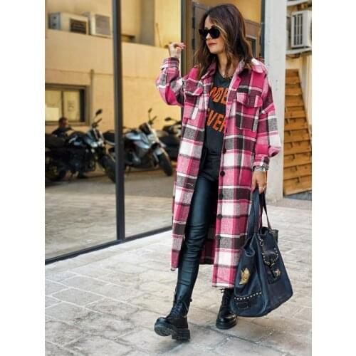 IOWBFNYS Women's Plaid Coats