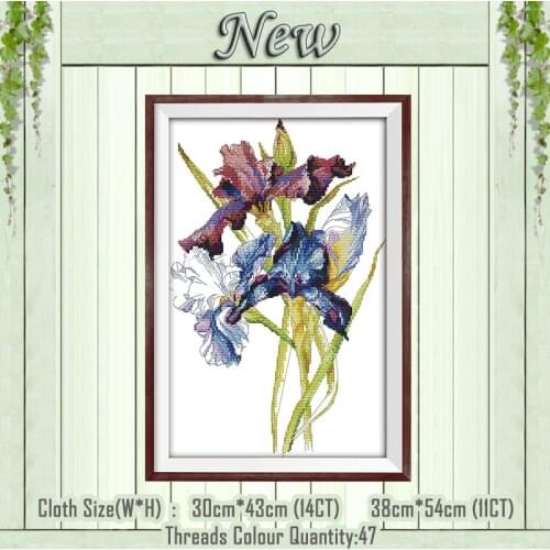 Iris flower diy decor paintings counted printed on the canvas DMC 11CT 14CT kits chinese Cross Stitch embroidery needlework Sets