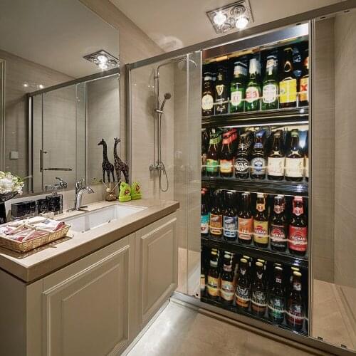 3D creative Various beers cabinet door stickers wall stickers self-adhesive waterproof removable