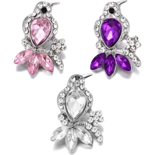 Crystal bird 18mm Metal snap button jewelry DIY bracelet KC9423