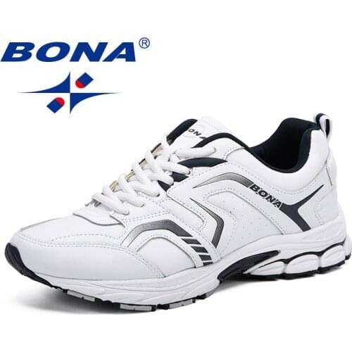 BONA Road Running Shoes Mens Technology Style Leather Shock Men Athletic Shoes Outdoor Jogging Sport Energy Anti Slip Sneakers