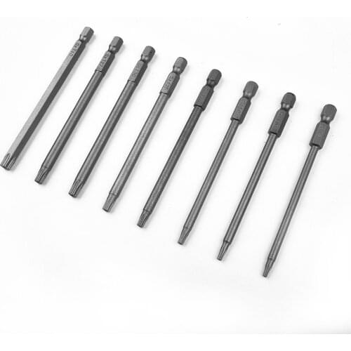 1pc 100mm Magnetic Torx Screwdriver Bit T8 T10 T15 T20 T25 T27 T30 T40 1/4 Inch Hex Shank S2 Alloy Steel Screw Driver Set