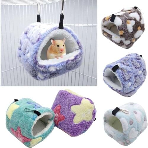 Small Animal Pet Cage Winter Spring Hamster Guinea Pig Squirrel Keep Warm Nest Sleepping Bed Hammock Tent