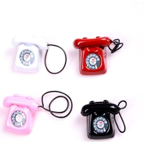 1:12 Scale Mini toys metal colorful telephone for bjd living room ornament Doll House Miniature