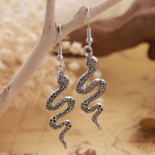 Trendy Vintage Snake Shape Dangle Earrings for Women Girl Retro Drop Earrings Cute Small Object Earring Jewelry Bijoux