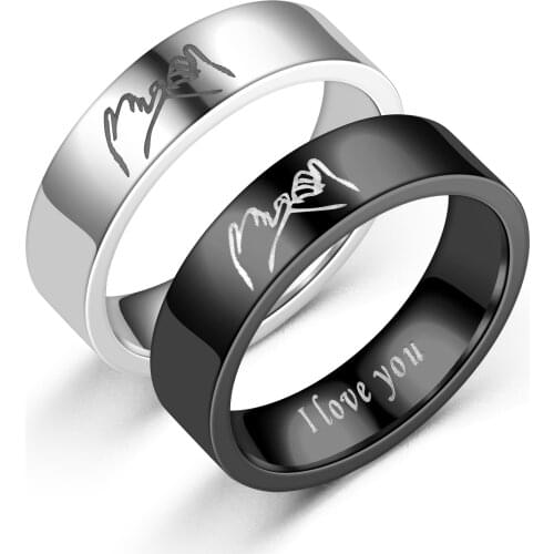 GANXIN Trendy Stainless Steel Couples Propose Ring 2021 Newest Hot I Love You Titanium Steel Jewelry Finger Rings For Women Men
