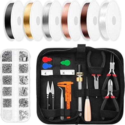 Jewelry Making Repair Kit with Lobster Clasps Pliers Soft Tape Measure Brass Jump Ring Jewelry Making Tools and Supplies