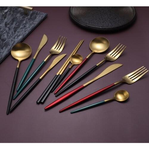 Cutlery Set Forks Knives Spoons 304 Stainless Steel Dinner Dinnerware Set Fork Spoon Knife Chopsticks Dropshipping