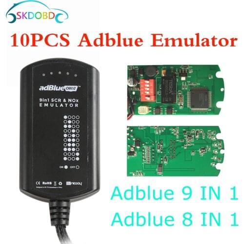 Newest Adblue 10 PCS/LOT Truck Emulator Engine Anaylzer ADBLUE Emulator 9 IN 1 with Nox Sensor 8 IN 1 Diagnostic cable connector