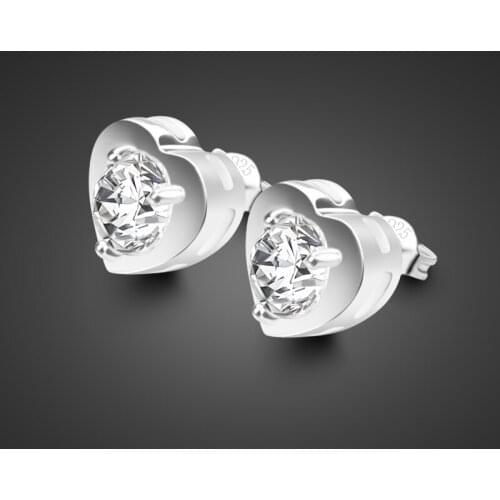 New Lady 925 sterling silver earrings sweet heart-shaped design solid silver earrings lady charm earrings birthday gift bijoux