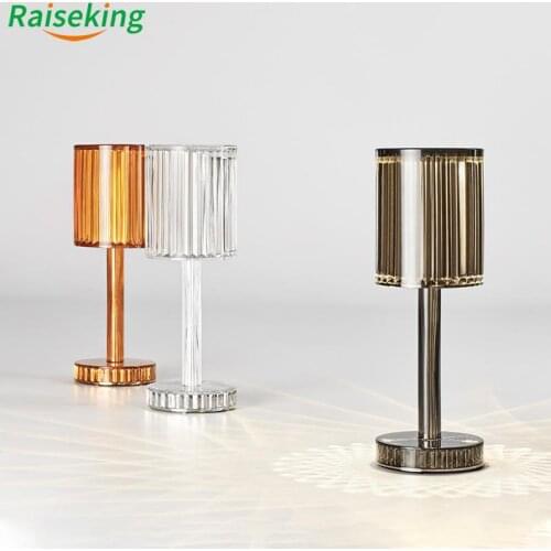 New design Home decoration acrylic transparent crystal rechargeable cordless restaurant table lamp with battery operated