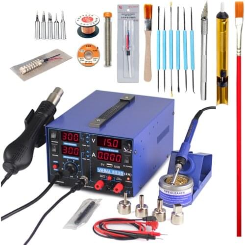 YIHUA 853D soldering station 2A 15V USB power output 3 In 1 station hot air gun solder iron repair soldering station BGA rework