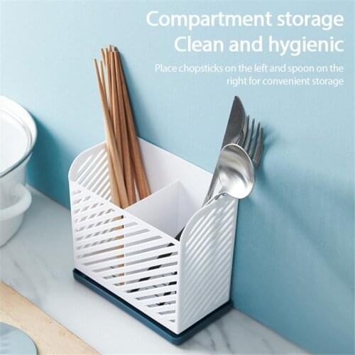 Simple Tableware Organizer Draining Chopstick Spoon Fork Rack Desktop Double-layer Partition Household Plastic Chopstick Holder