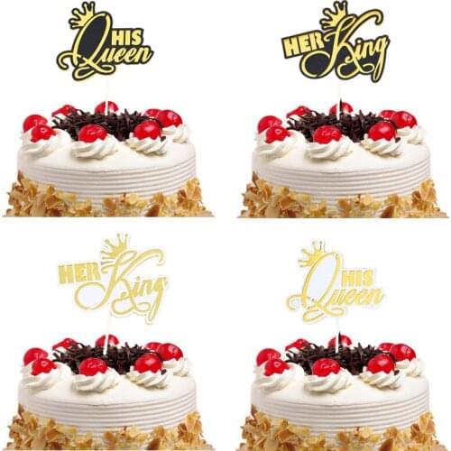 Queen king cake topper happy birthday cupcake topper black gold cake flag kids party baking DIY birthday wedding decoration new