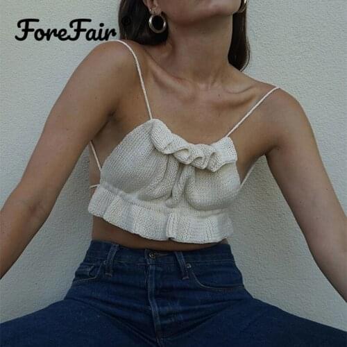 Forefair Sexy Wrap Knitted Off Shoulder Top Waist Tie Backless Cover Up Knit Bra Tops Strapless Women Crop Top