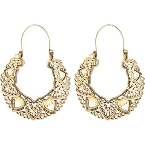 Retro Golden Silver Plated Sleeper Hollow Flower Charm Simple Fashion Alloy Drop Earrings Dangle Earrings For Women