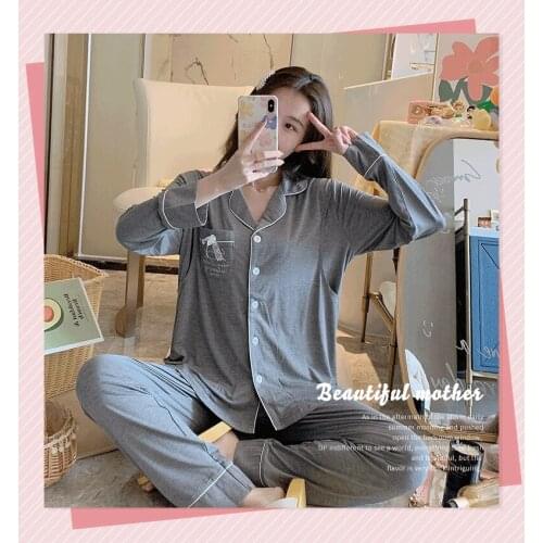 Spring and summer confinement clothes Modal maternity postpartum nursing pajamas pregnant women plus size thin home service suit