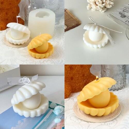 Pearl Shell Shaped Silicone Candle Mold 3D Aromatherapy Seashell Soap Cake DIY Handmade Art Craft Decoration Making Supplies