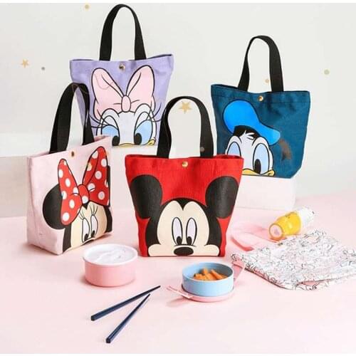 Disney Mickey Lunch Box for Boys Girls Functional Pattern Cooler Portable Insulated Canvas Lunch Bag Thermal Food Picnic Box
