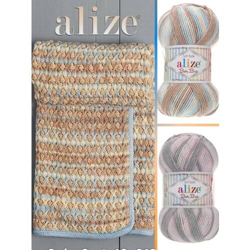 Anti-Pilling Knitted Yarn - 12 Color Options - 240 Meters(100gr) - Alize Baby Best Batik - Bamboo - Acrylic - Cardigan - Sweater - Scarf - Shawl - Beanie - Booties - Home Textile - Baby knitting models - Blouse - DIY