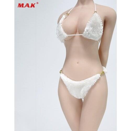 PL113 1/6 Scale Female Clothes Three-point Underwear White Bikini suits Fit For 12'' Seamless Body