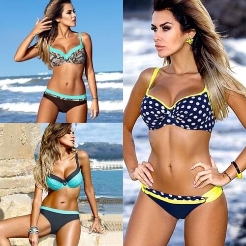 Bikini swimwear women 2018 sexy bikini set push up swimsuit female two piece swimsuit women halter yellow bikini girl beach wear