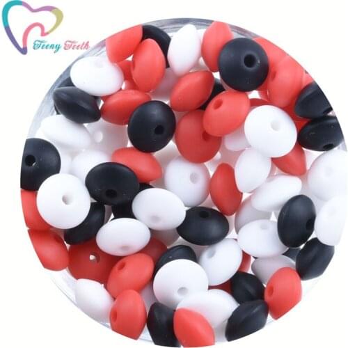 100 pcs Loose Silicone Beads Abacus Lentils 12*6mm Diy Teething Jewelry Bpa Free Baby Pacifier Chain Silicone Beads