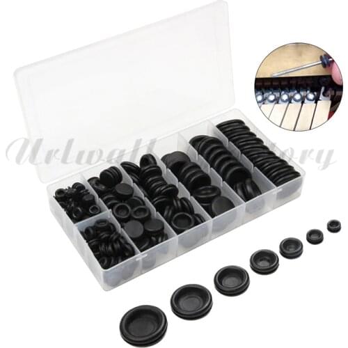 170Pcs Black Rubber Grommet Firewall Hole Plug Retaining Ring Set Car Electrical Wire Gasket Kit For Cylinder Valve Water Pipe