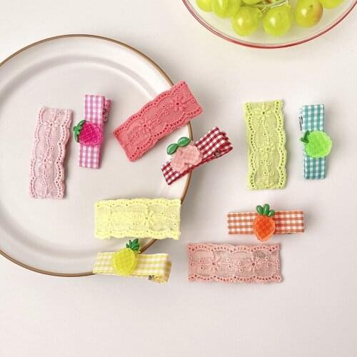 2 Pcs/Set Children Cute Carrot Fruit Rectangular Lace Ornament Hair Clips Girls Lovely Sweet Hairpins Kids Hair Accessories