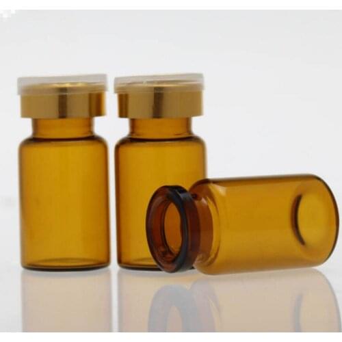 5ml Empty Amber Glass Vials With silicone butyl stopper flip off cap 5cc Small Mini injection Serum Bottles LX1083