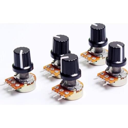 5pcs 10K 1K 100K 5K 50K OHM 3 Terminal Linear Taper Rotary potentiometer B10K 103 for Arduino