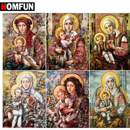 HOMFUN DIY Diamond Painting "Religious figure" Full Drill Square Round Diamond Embroidery 5D Cross Stitch Decoration Home