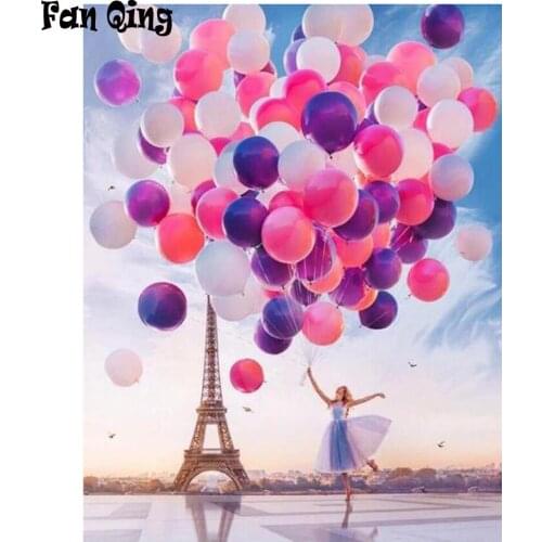 Diamond Painting Eiffel tower girl balloon Full Square Round 5D Diy Diamond Embroidery Mosaic Rhinestone Home Decor painting